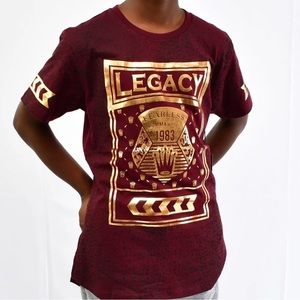 FOIL PRINTED LEGACY JERSEY SHIRT-BURGUNDY